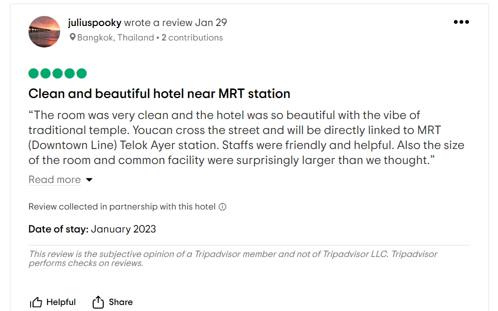 Một đánh giá chất lượng trên Tripadvisor giúp tăng khả năng thu hút khách du lịch hơn