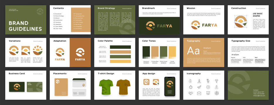 Hệ thống Brand Guideline bao gồm nhiều hạng mục như Logo, màu sắc, font chữ...
