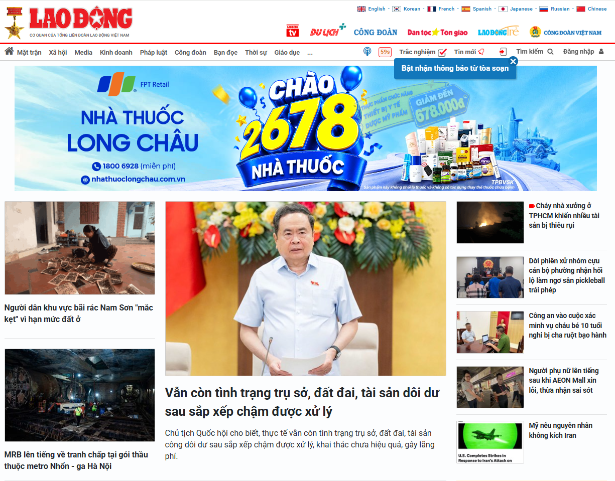 Bảng giá quảng cáo báo Lao Động